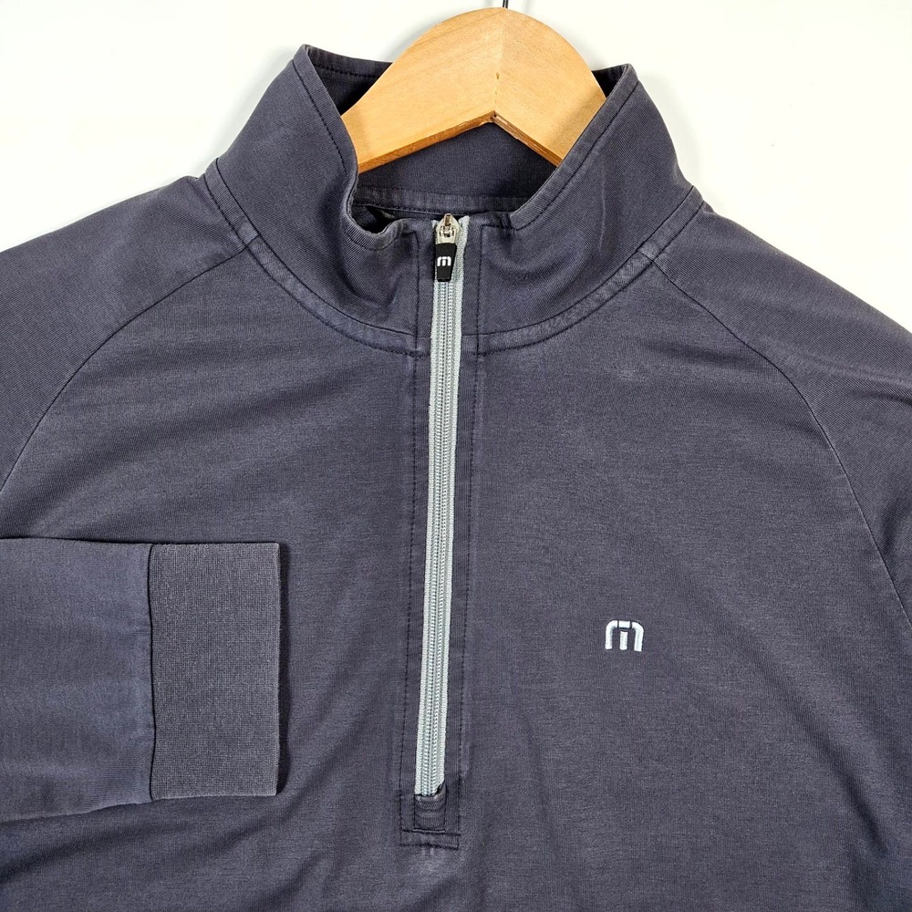 TravisMathew Quarter Zip Pullover Mens Medium Navy Blue Golf Activewear Sweater